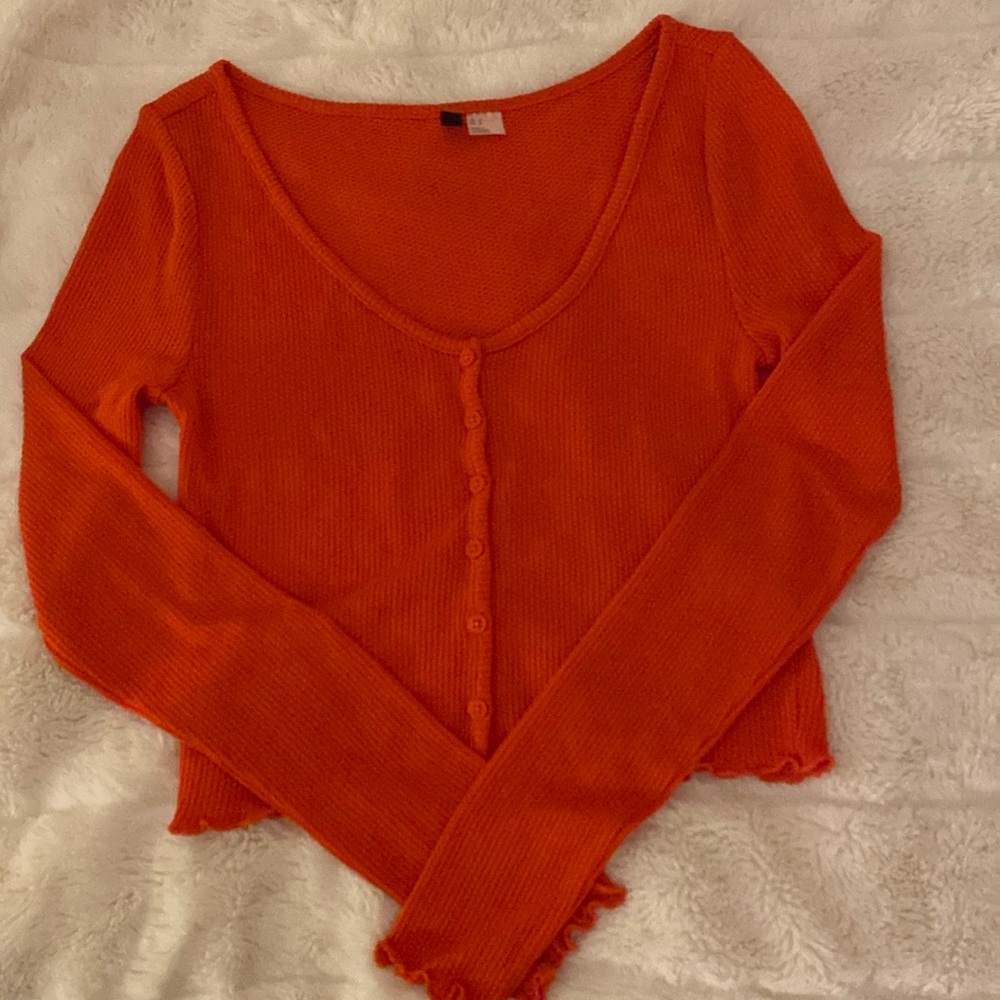 Orange/red H&M long sleeve thin knit sweater top